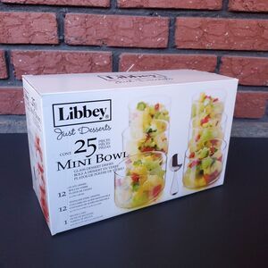 Libbey Just Desserts 12 Mini Bowl Set w/ Spoons & Recipe Card 25 Piece Open Box